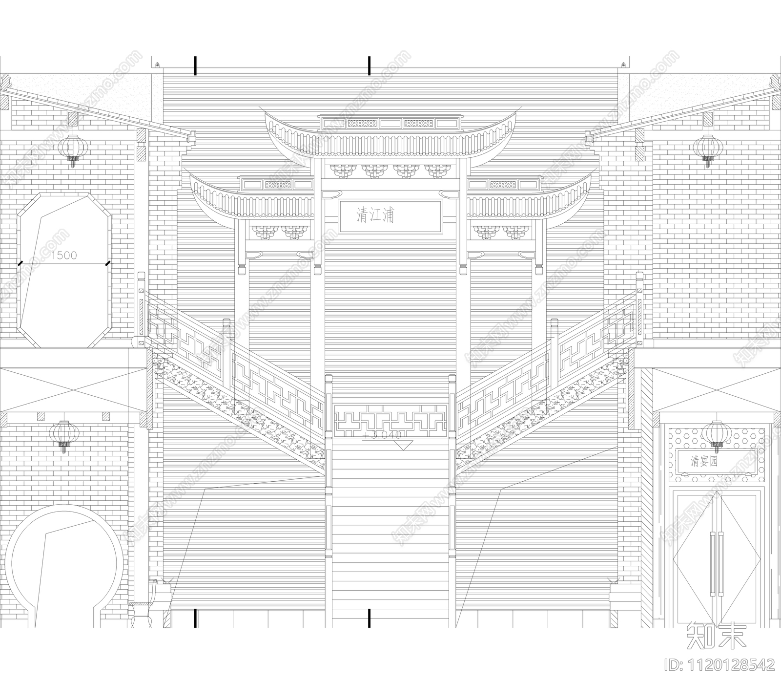 CAD中式古建筑牌楼亭子施工图cad施工图下载【ID:1120128542】