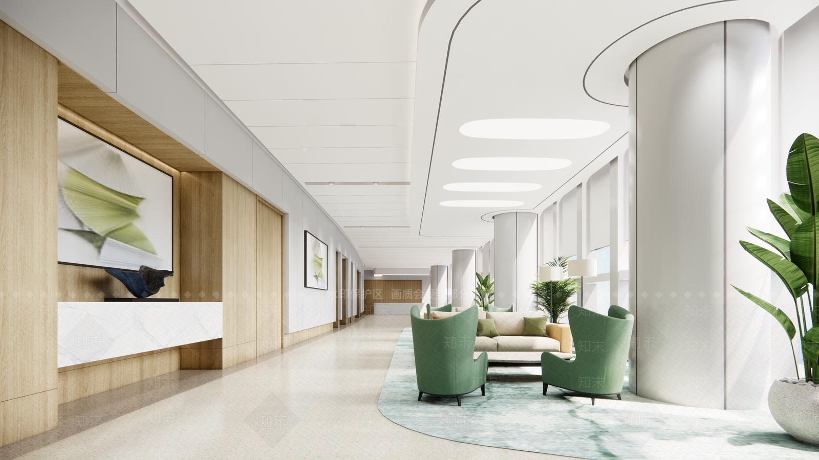 现代医院候诊区SU模型下载【ID:1120130294】