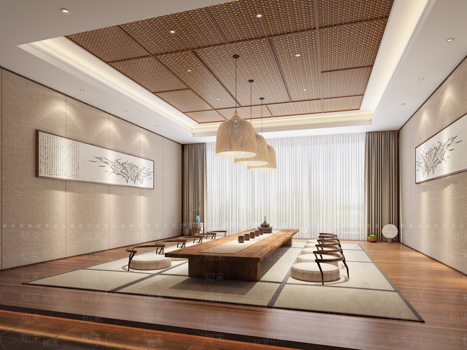 新中式民宿茶室3D模型下载【ID:1120134596】