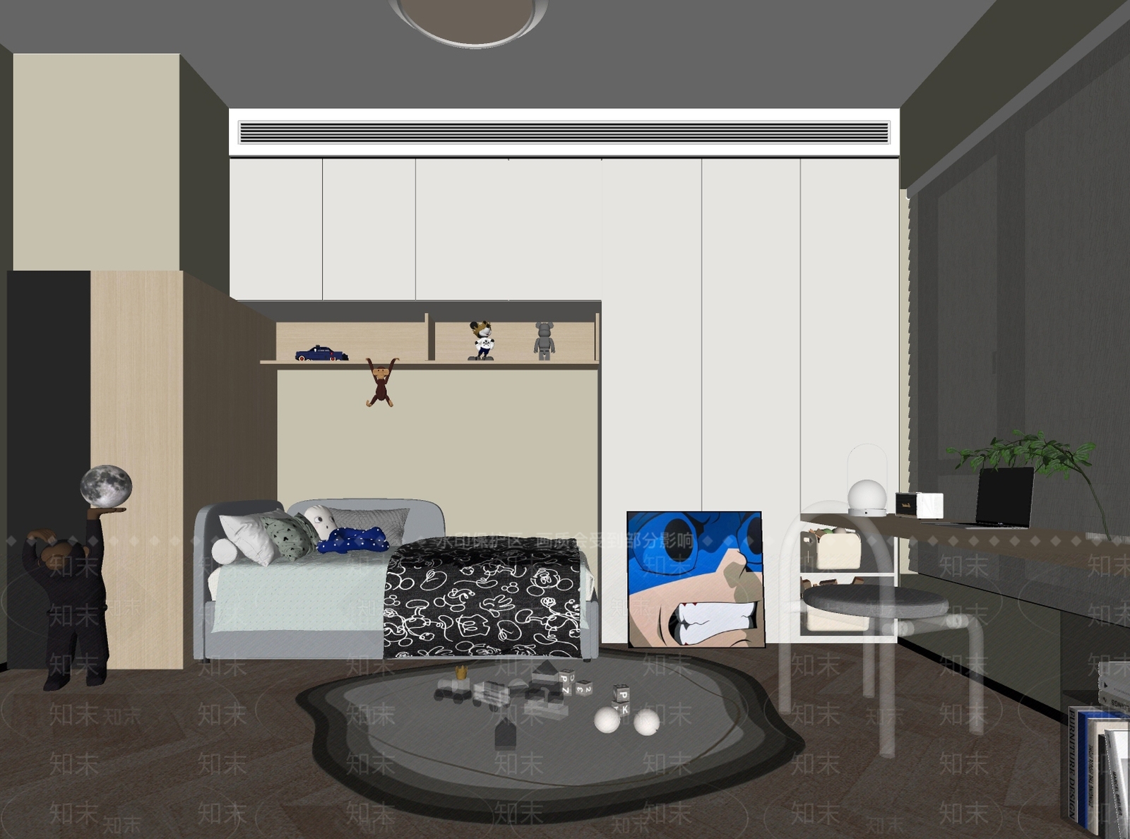 现代通用儿童房SU模型下载【ID:1120134841】