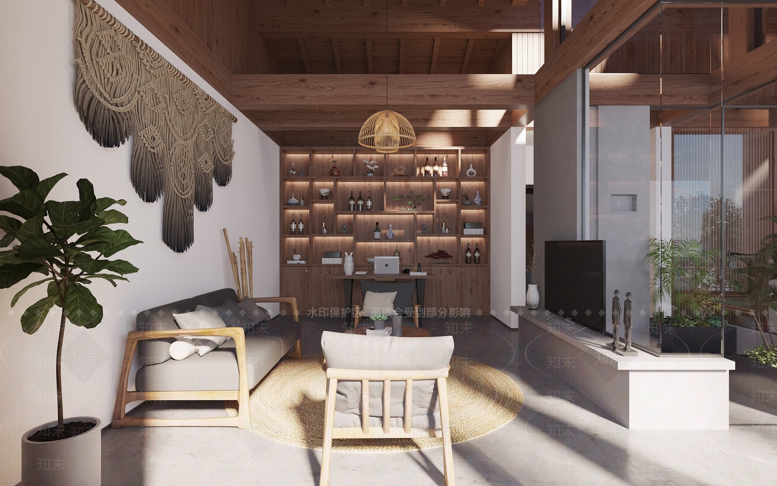 新中式民宿客房3D模型下载【ID:1120138683】_知末3d模型网