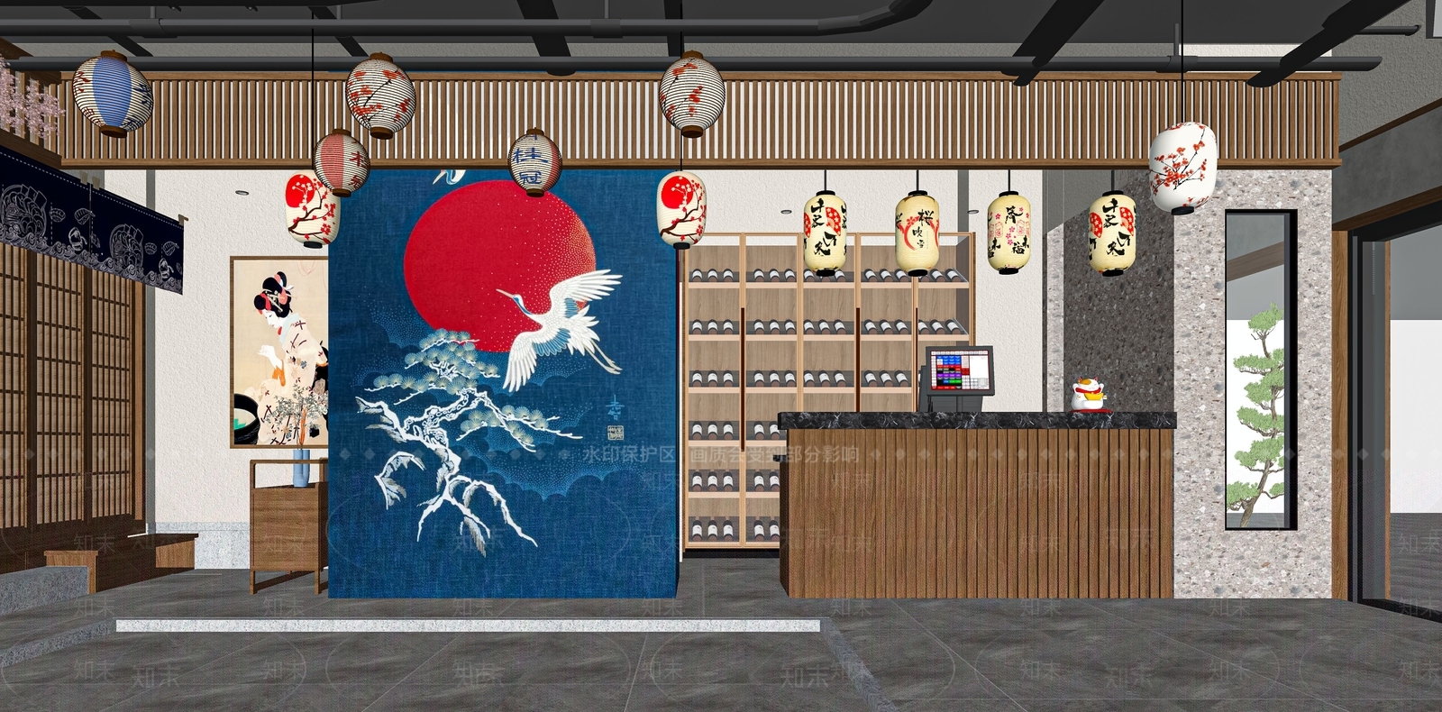 日式日料店SU模型下载【ID:1120149203】