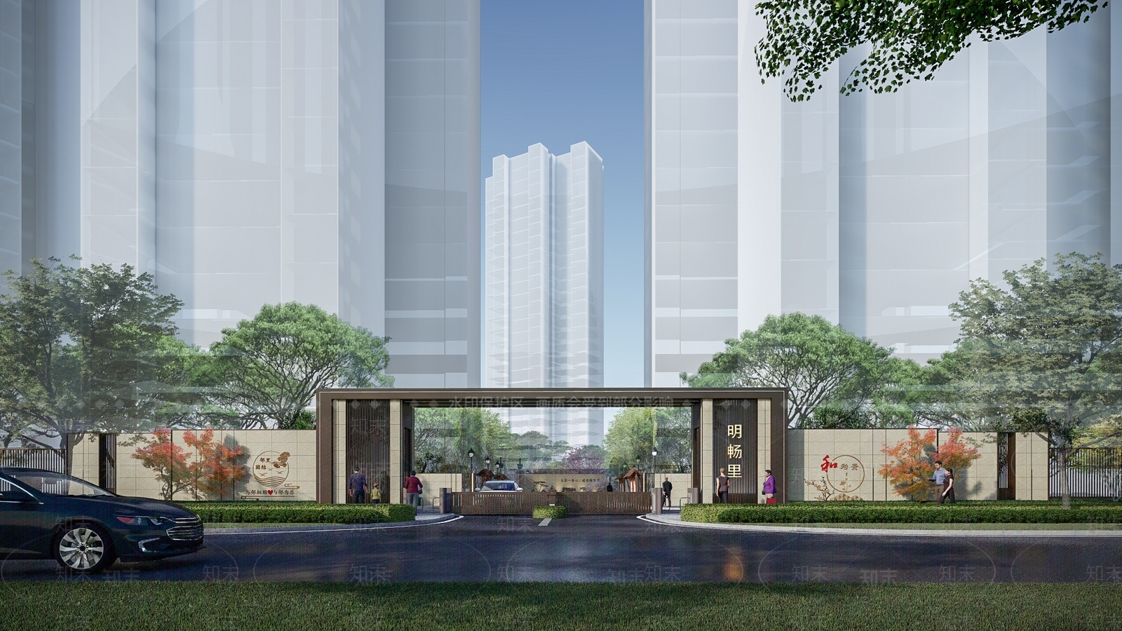 现代小区入口大门SU模型下载【ID:1120151354】