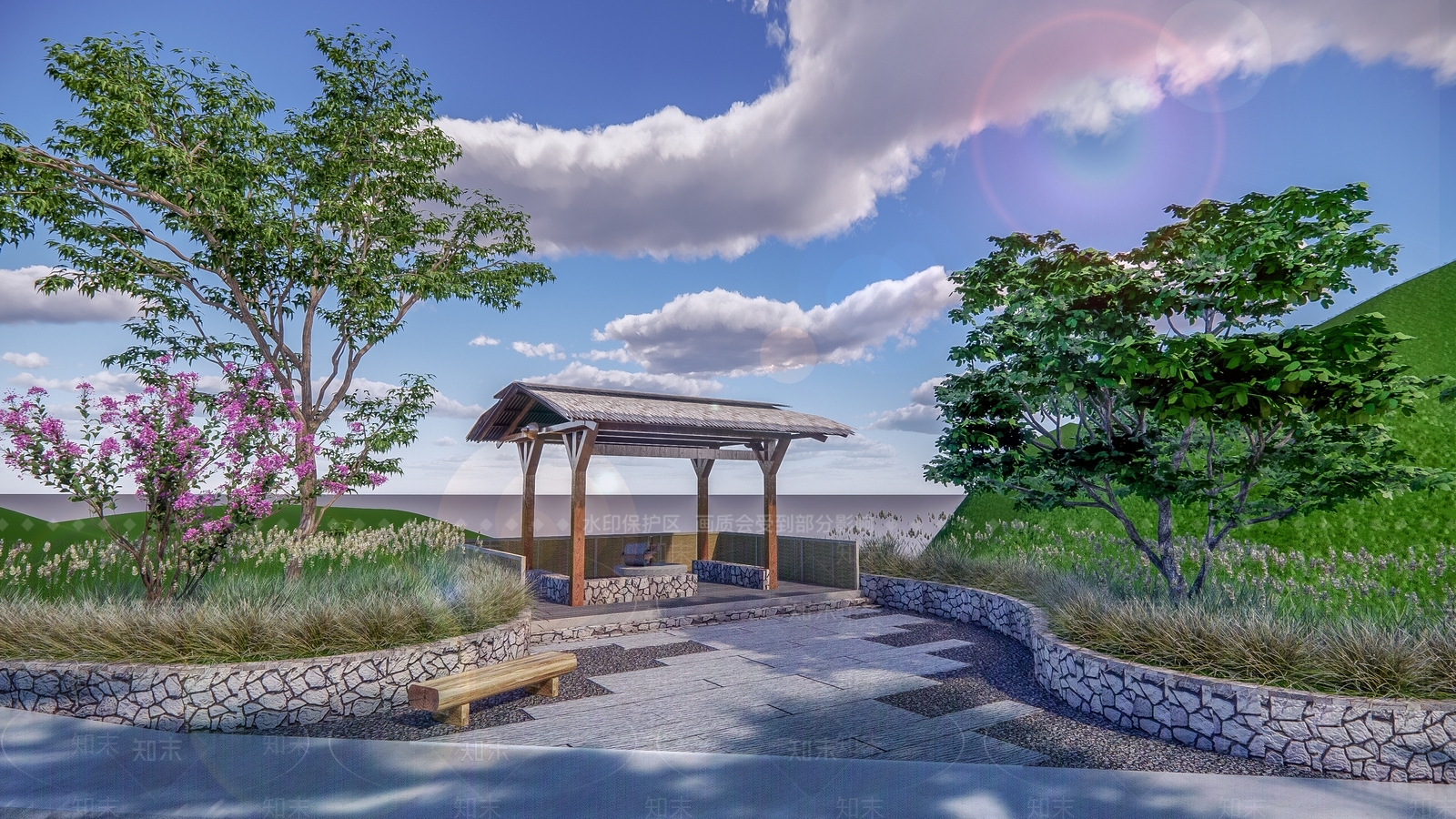 现代公园景观SU模型下载【ID:1120153154】