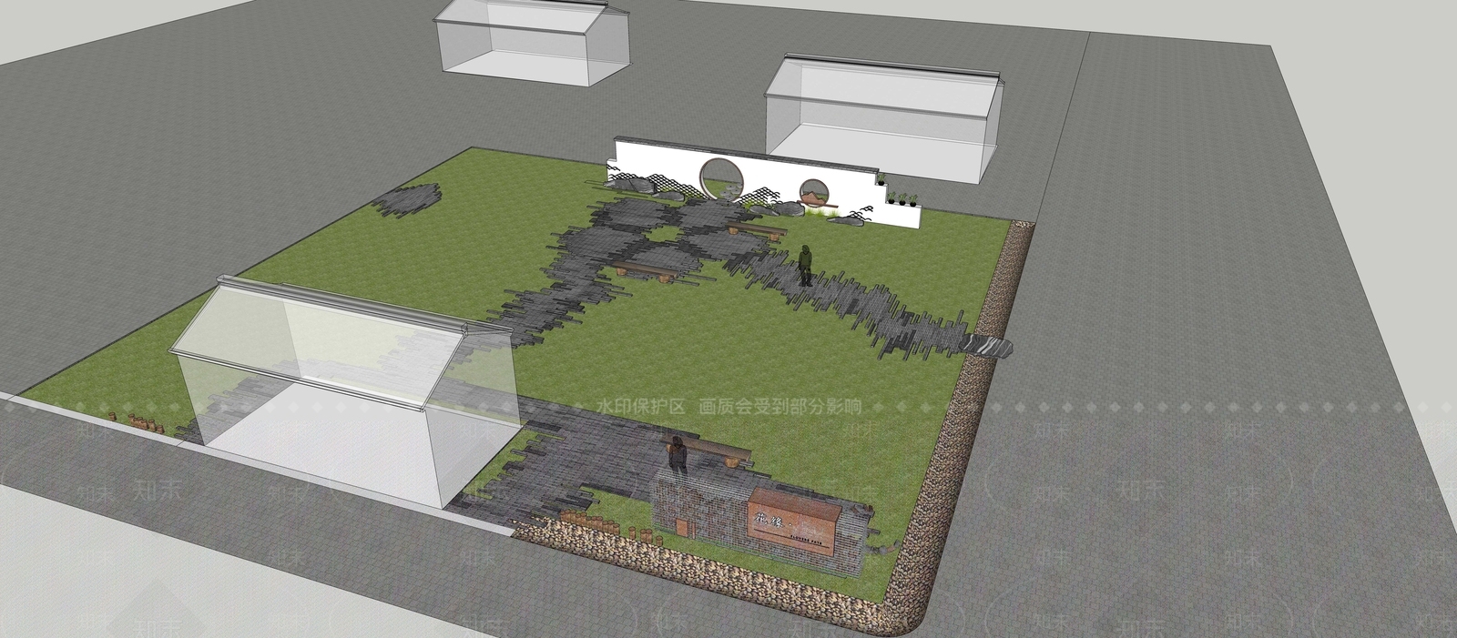 现代公园景观SU模型下载【ID:1120161379】