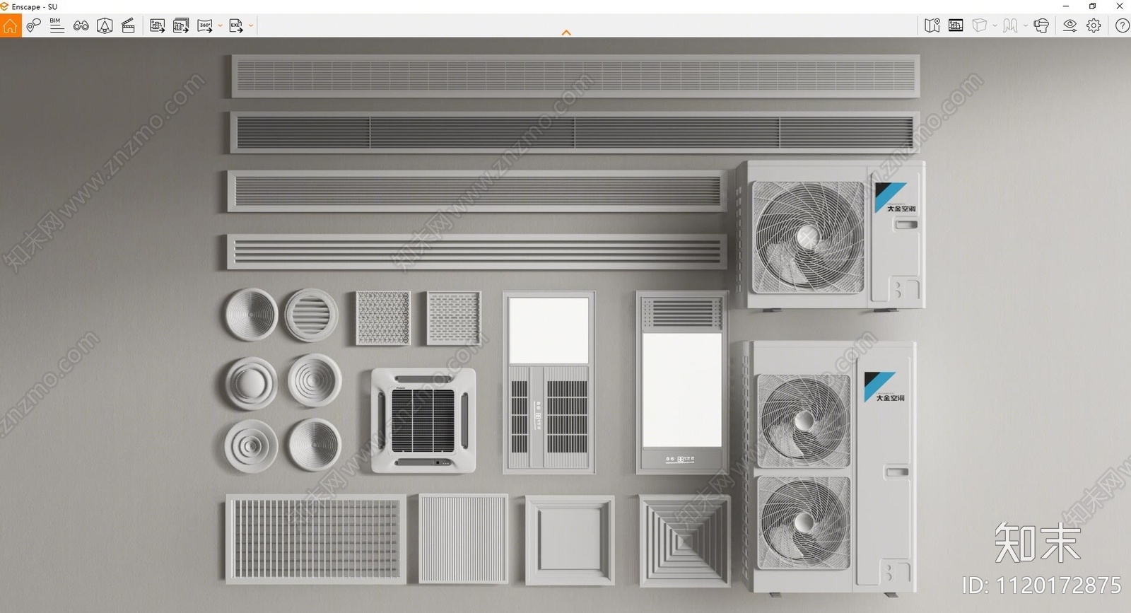现代空调风口SU模型下载【ID:1120172875】