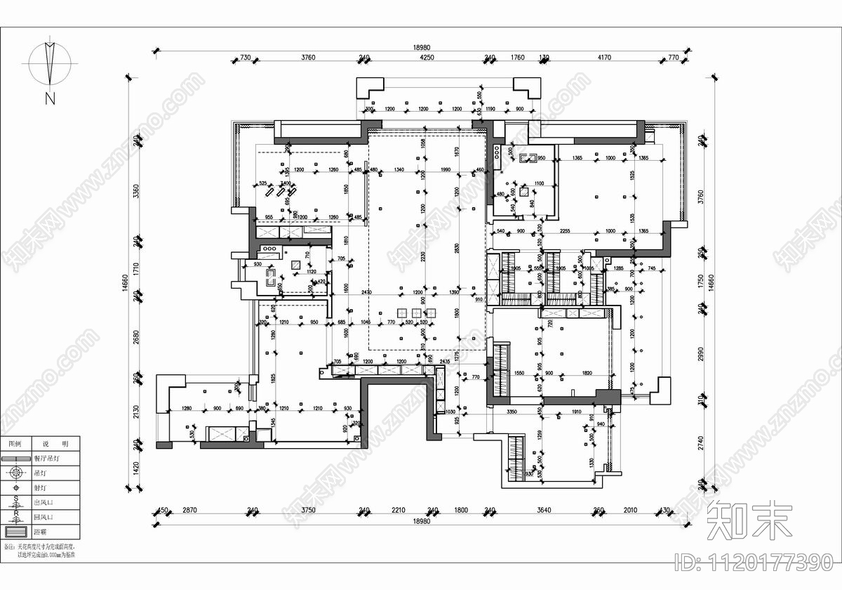 200㎡家装大平层CAD施工图cad施工图下载【ID:1120177390】