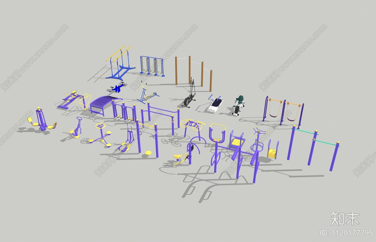 室外体育健身器材SU模型下载【ID:1120177795】