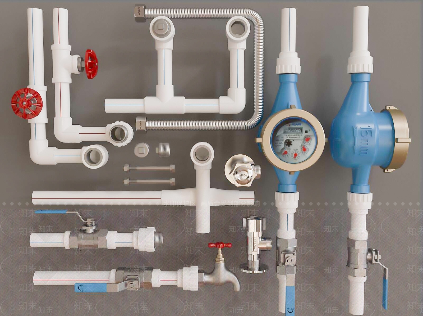 现代阀门管道SU模型下载【ID:1120183485】