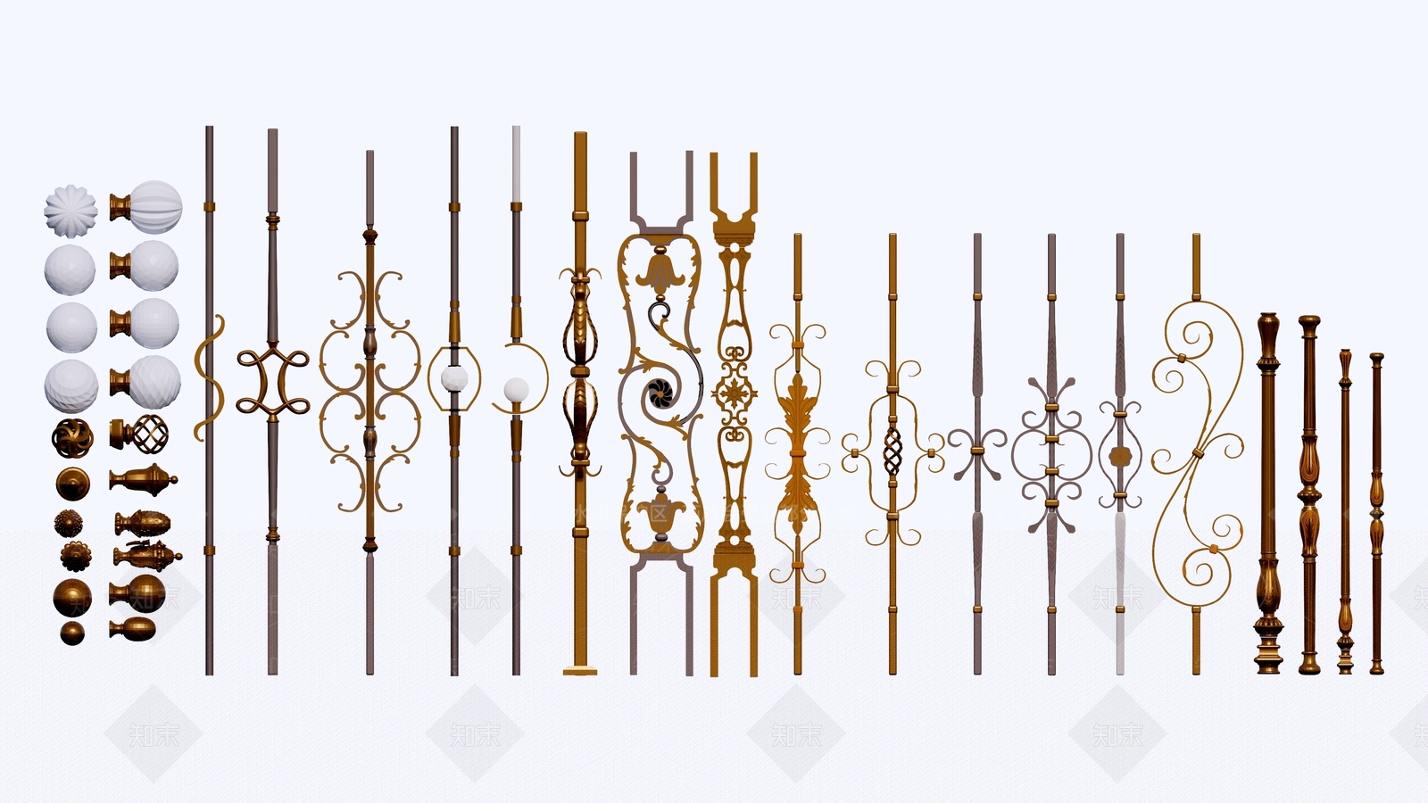 欧式栏杆立柱SU模型下载【ID:1120393899】