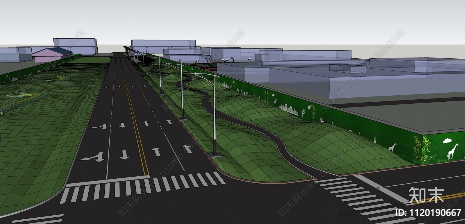 现代道路SU模型下载【ID:1120190667】