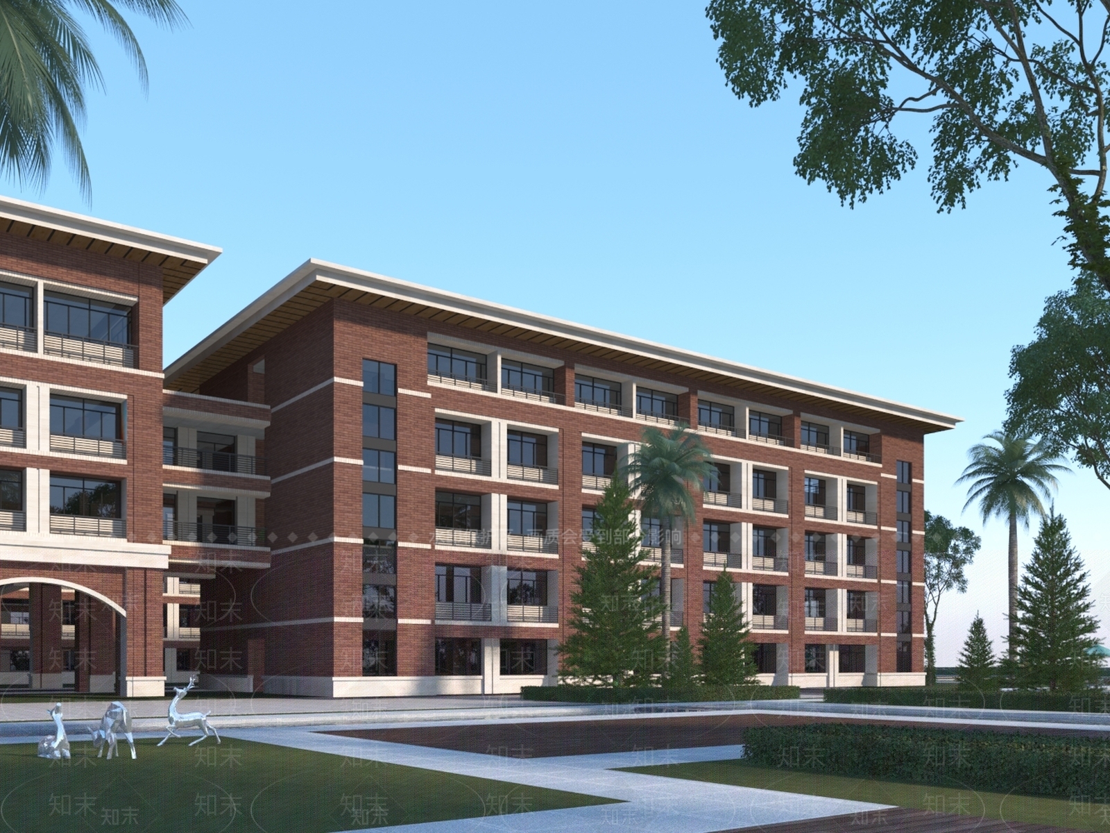 现代学校教学楼3D模型下载【ID:1120190866】