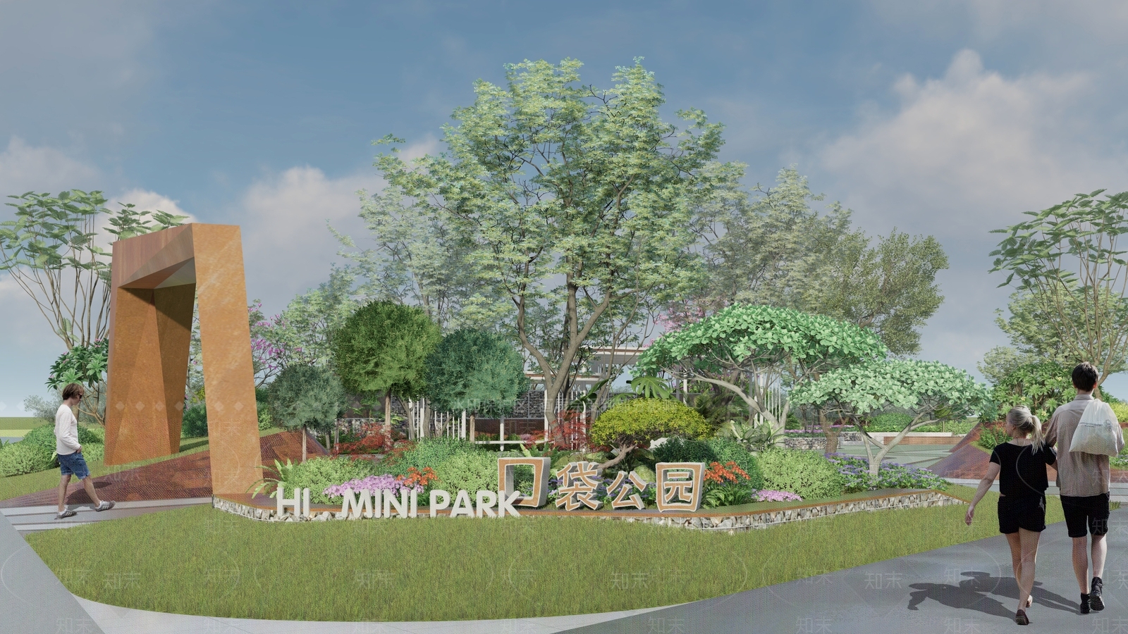 现代公园景观SU模型下载【ID:1120198433】