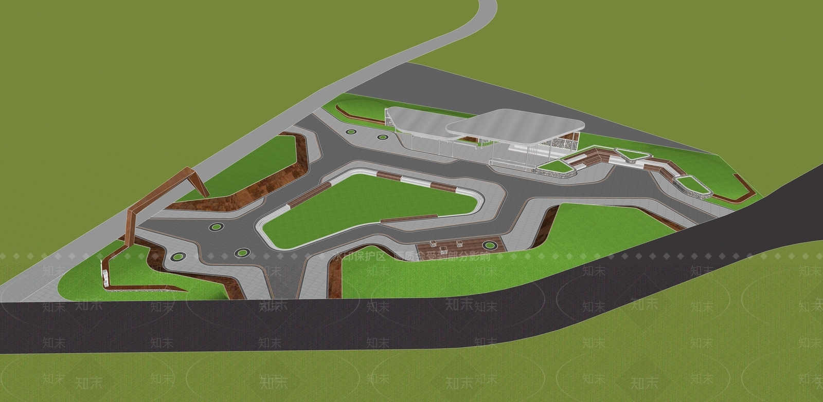 现代公园景观SU模型下载【ID:1120198433】