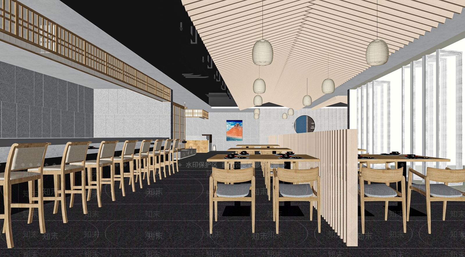 日式日料店SU模型下载【ID:1120206364】