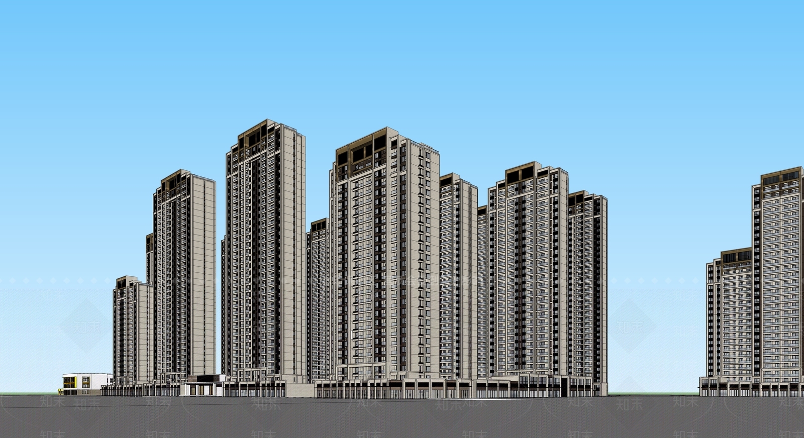 现代高层住宅小区SU模型下载【ID:1120219813】