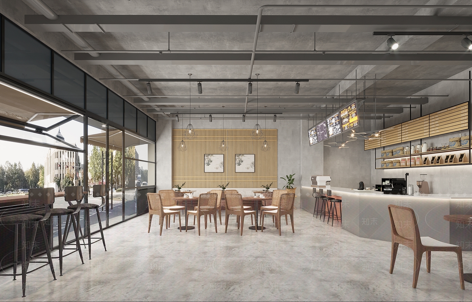 工业风咖啡厅3D模型下载【ID:1120223317】_知末3d模型网