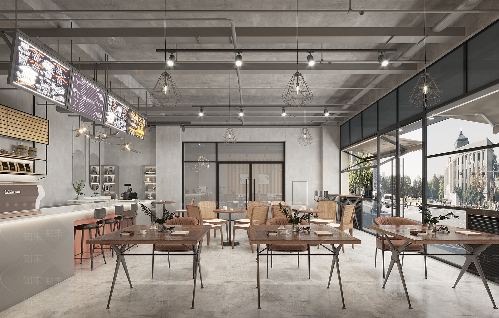 工业风咖啡厅3D模型下载【ID:1120223317】_知末3d模型网