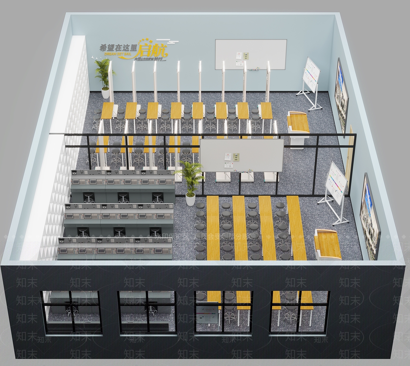 现代设备教室3D模型下载【ID:1120228907】