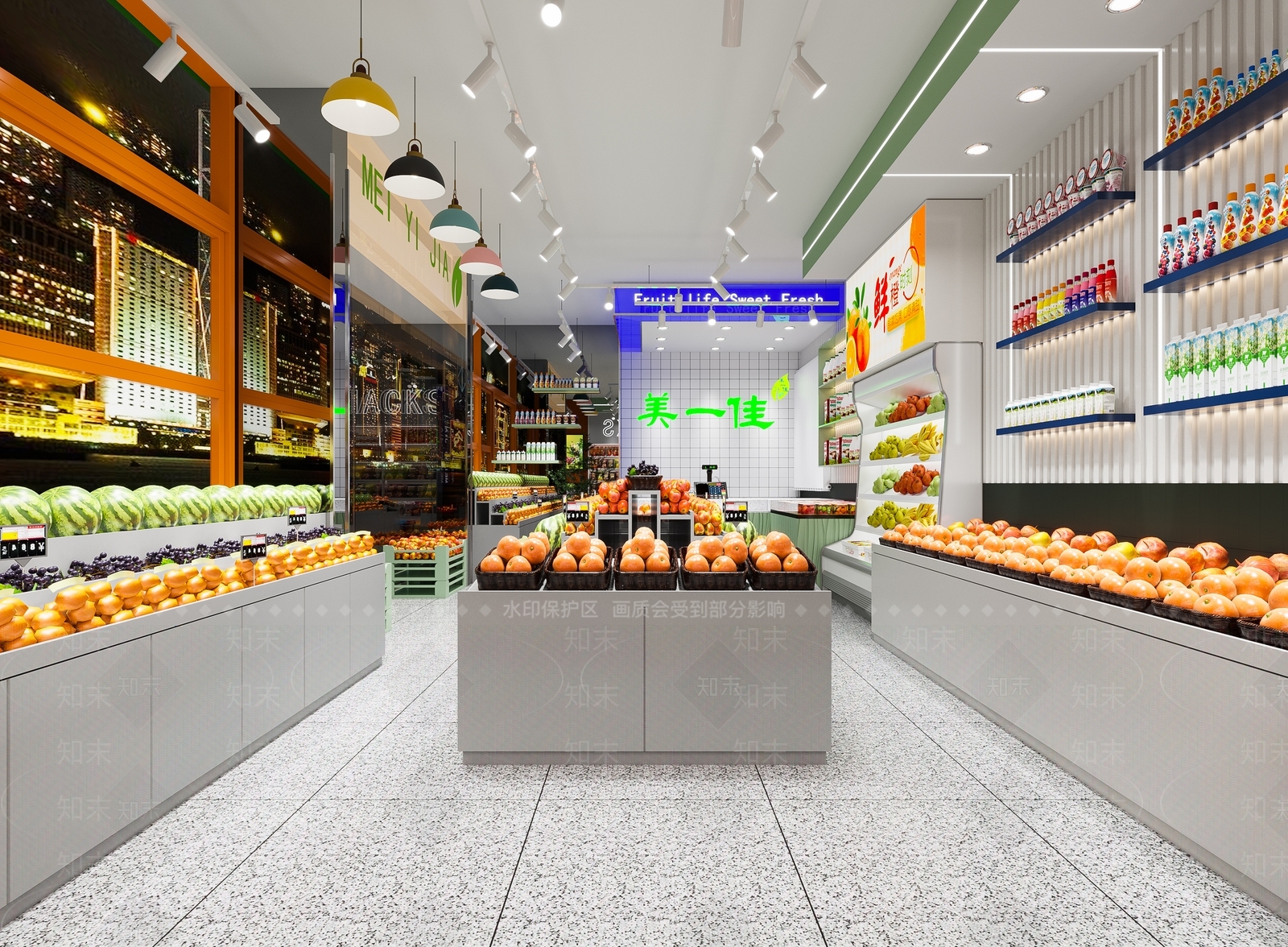 现代水果店3D模型下载【ID:1120228338】
