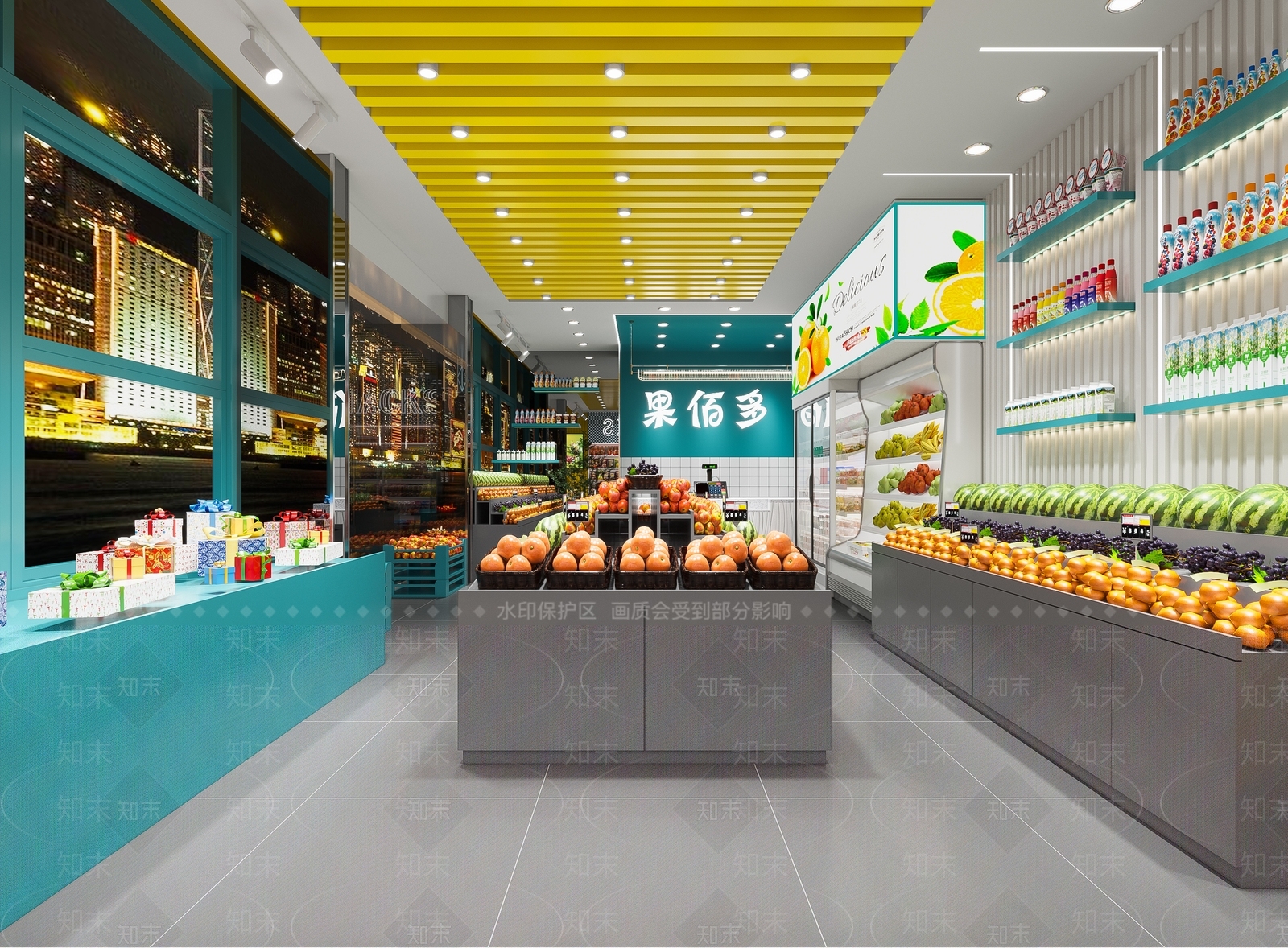 现代水果店3D模型下载【ID:1120233039】
