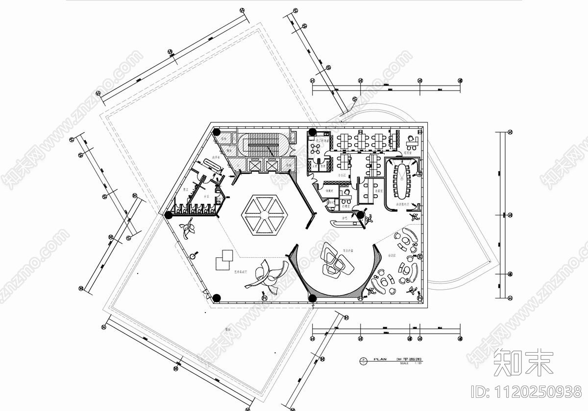 现代简约售楼中心设计施工图cad施工图下载【ID:1120250938】