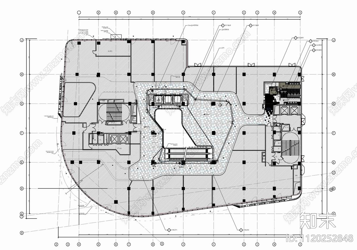 9层商场公区电梯厅CAD施工图施工图下载【ID:1120252848】