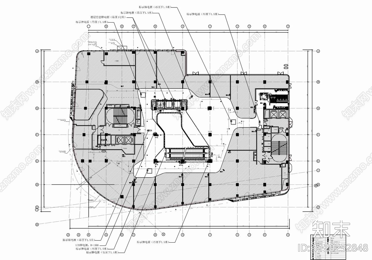 9层商场公区电梯厅CAD施工图施工图下载【ID:1120252848】