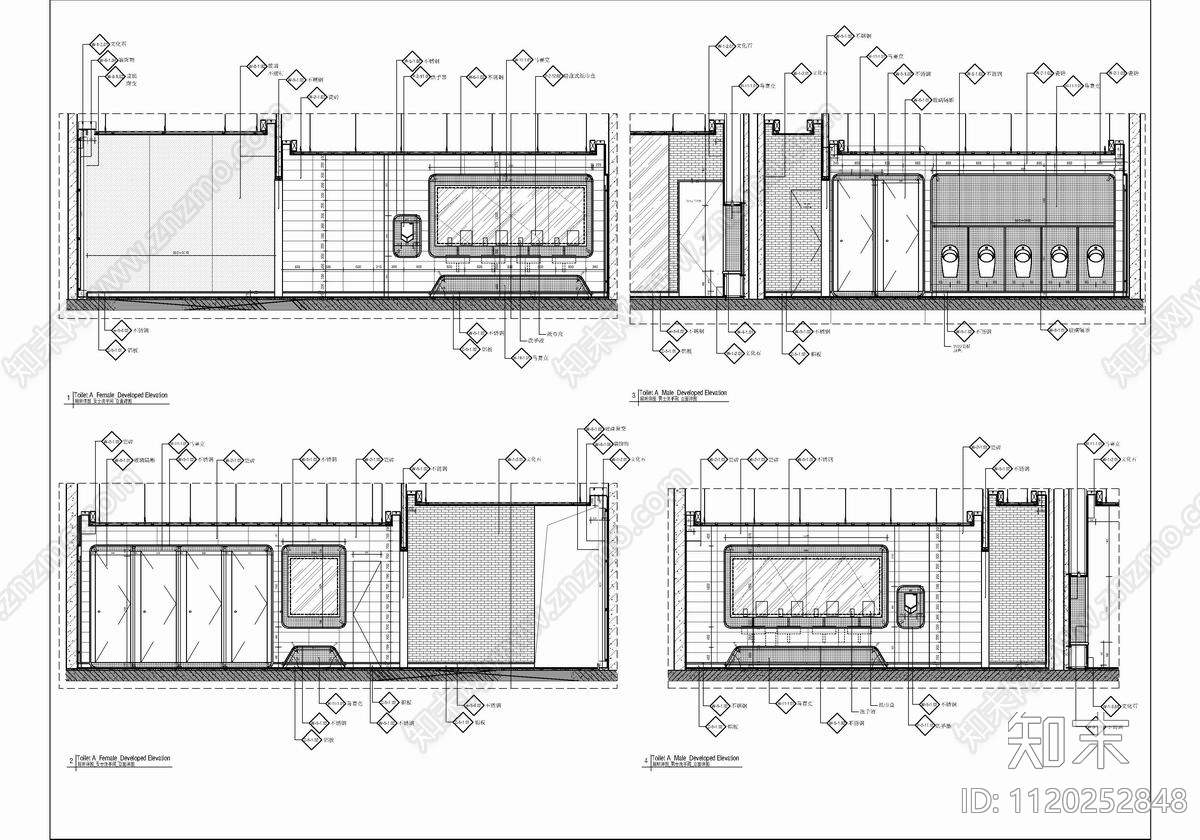 9层商场公区电梯厅CAD施工图施工图下载【ID:1120252848】