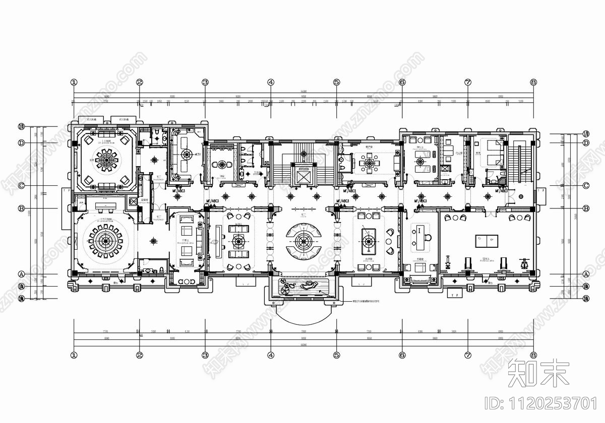 2200㎡娱乐休闲会所CAD施工图cad施工图下载【ID:1120253701】