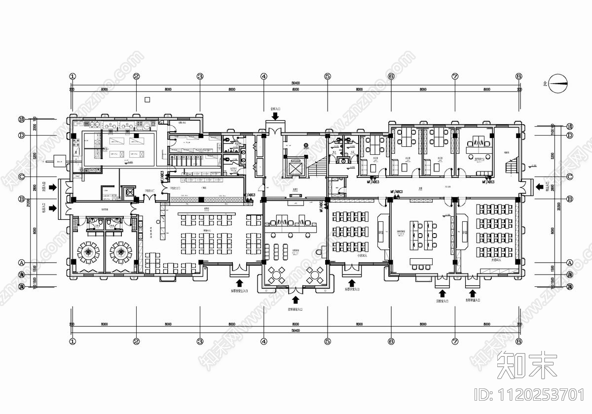 2200㎡娱乐休闲会所CAD施工图cad施工图下载【ID:1120253701】