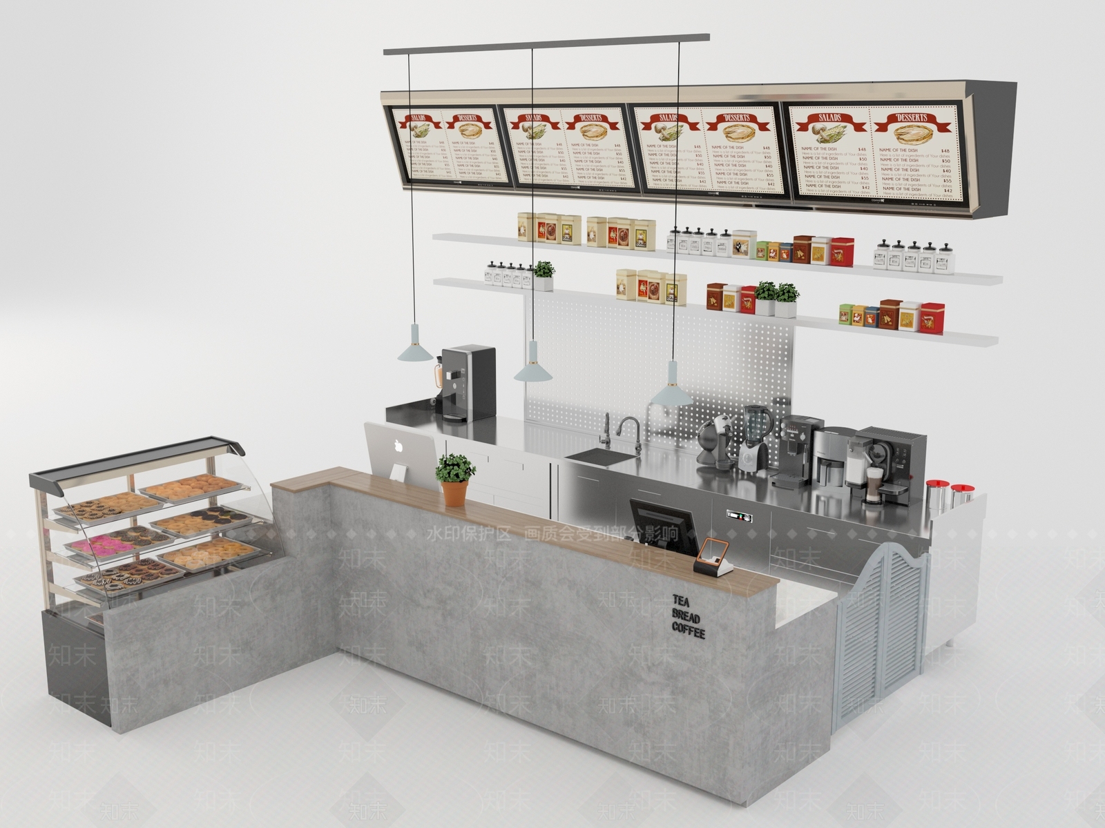 现代咖啡店吧台3D模型下载【ID:1120264611】