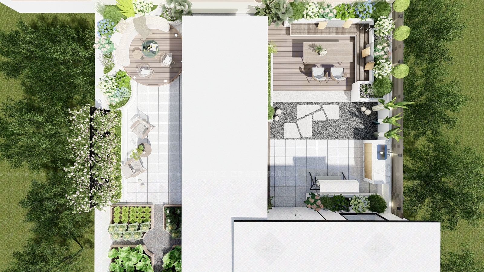现代屋顶花园SU模型下载【ID:1120373726】
