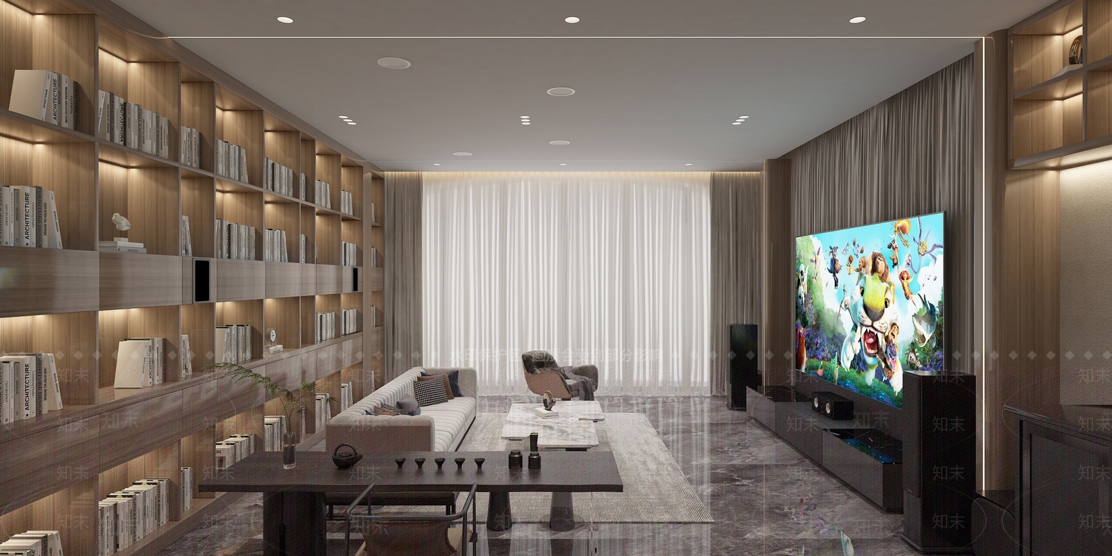 现代影音室3D模型下载【ID:1120376242】
