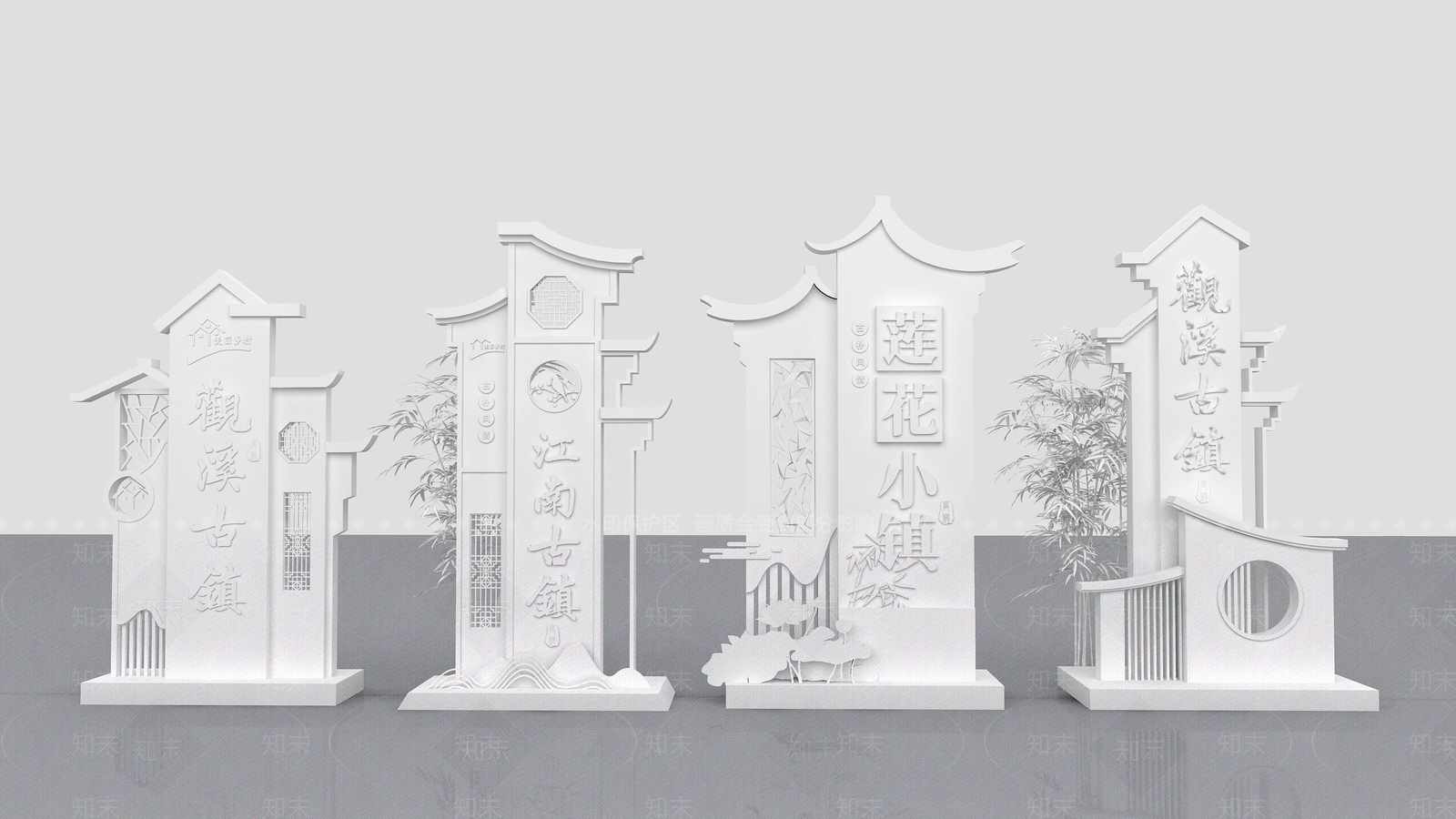 新中式乡村雕塑3D模型下载【ID:1120379327】