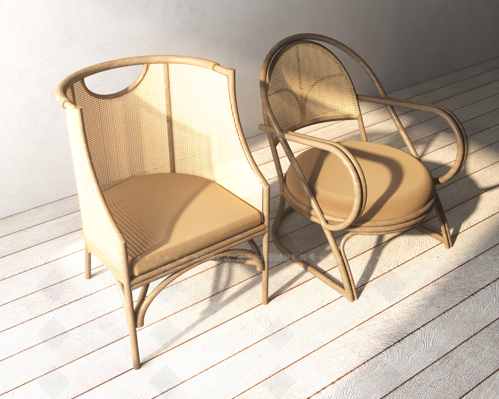 现代藤椅SU模型下载【ID:1120382625】