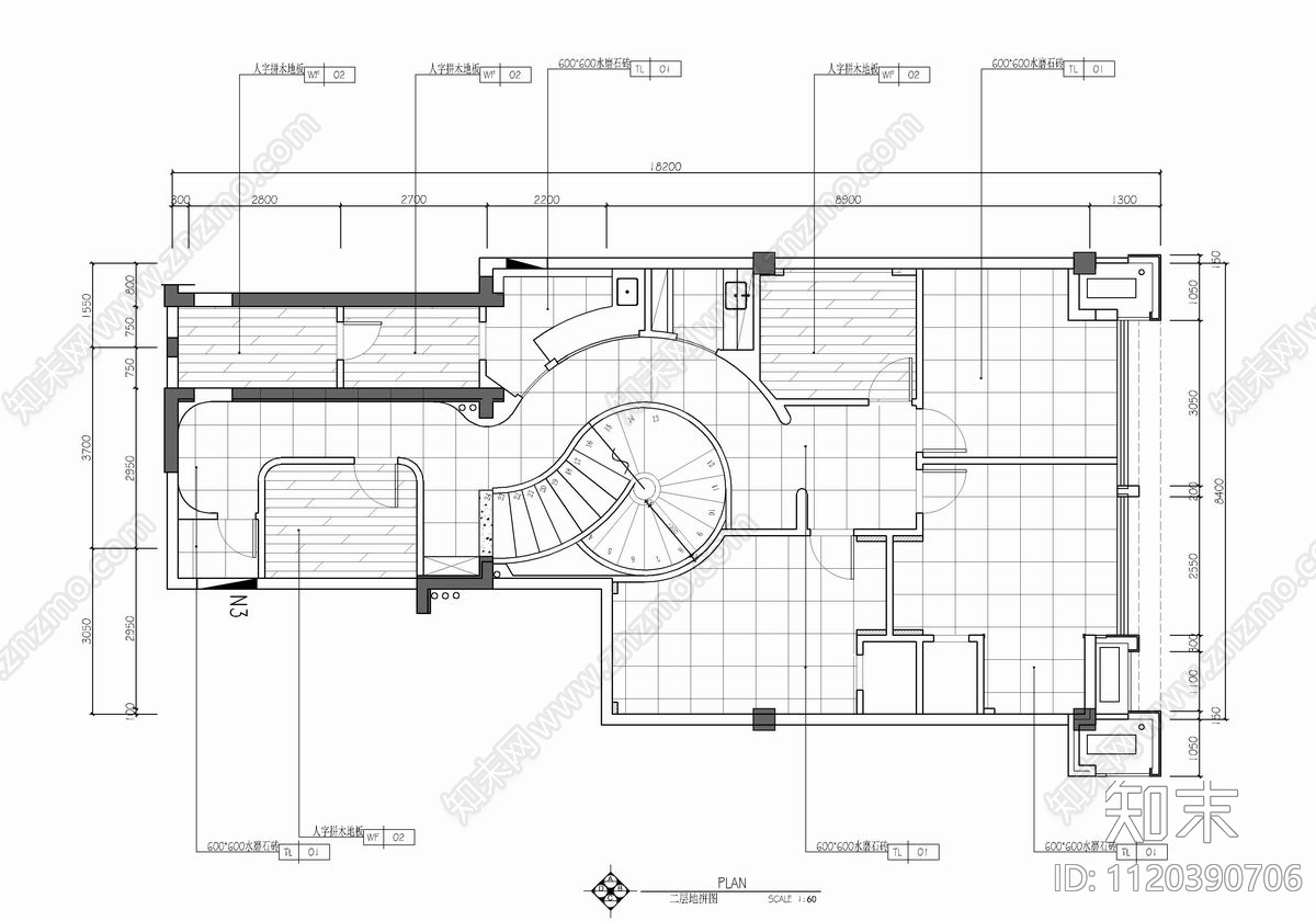 300㎡SPA美容会所CAD施工图cad施工图下载【ID:1120390706】