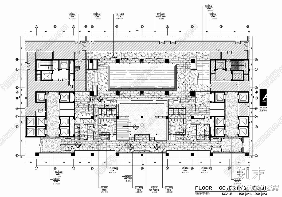 1500㎡健身游泳康体中心CAD施工图cad施工图下载【ID:1120391288】