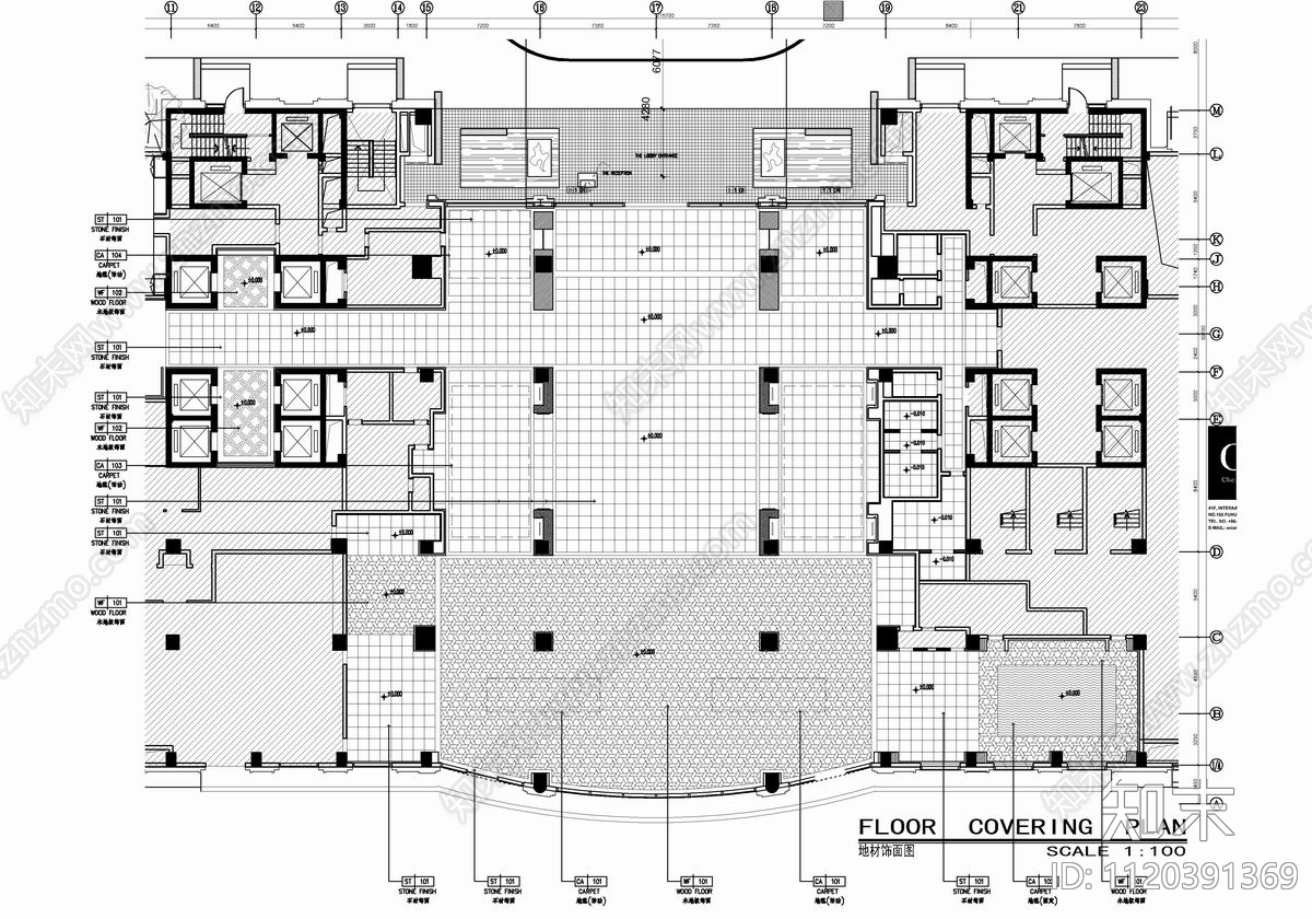酒店空间大堂空间平立面CAD施工图施工图下载【ID:1120391369】_知末案例馆