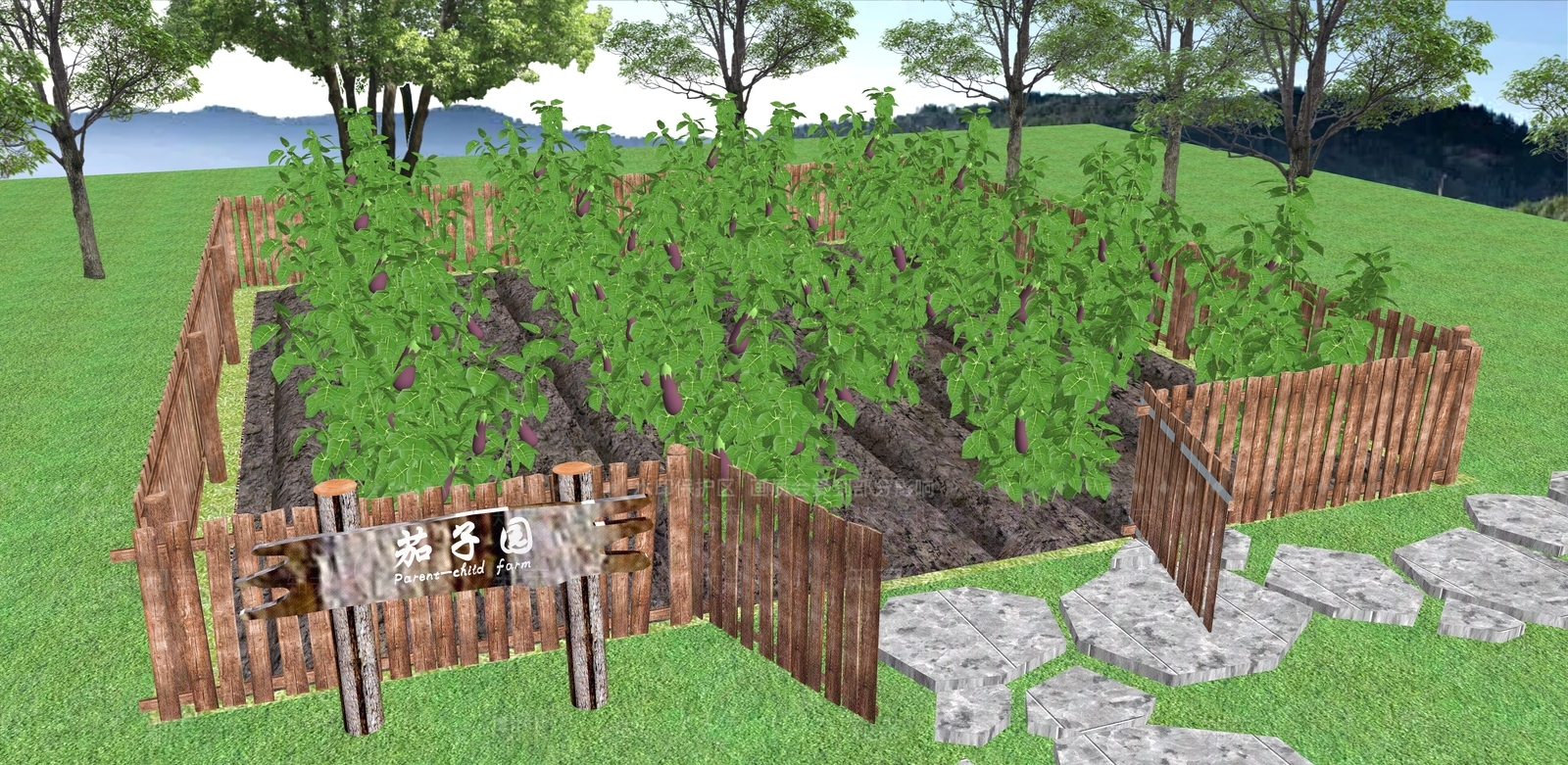 新中式蔬菜种植园SU模型下载【ID:1120393254】