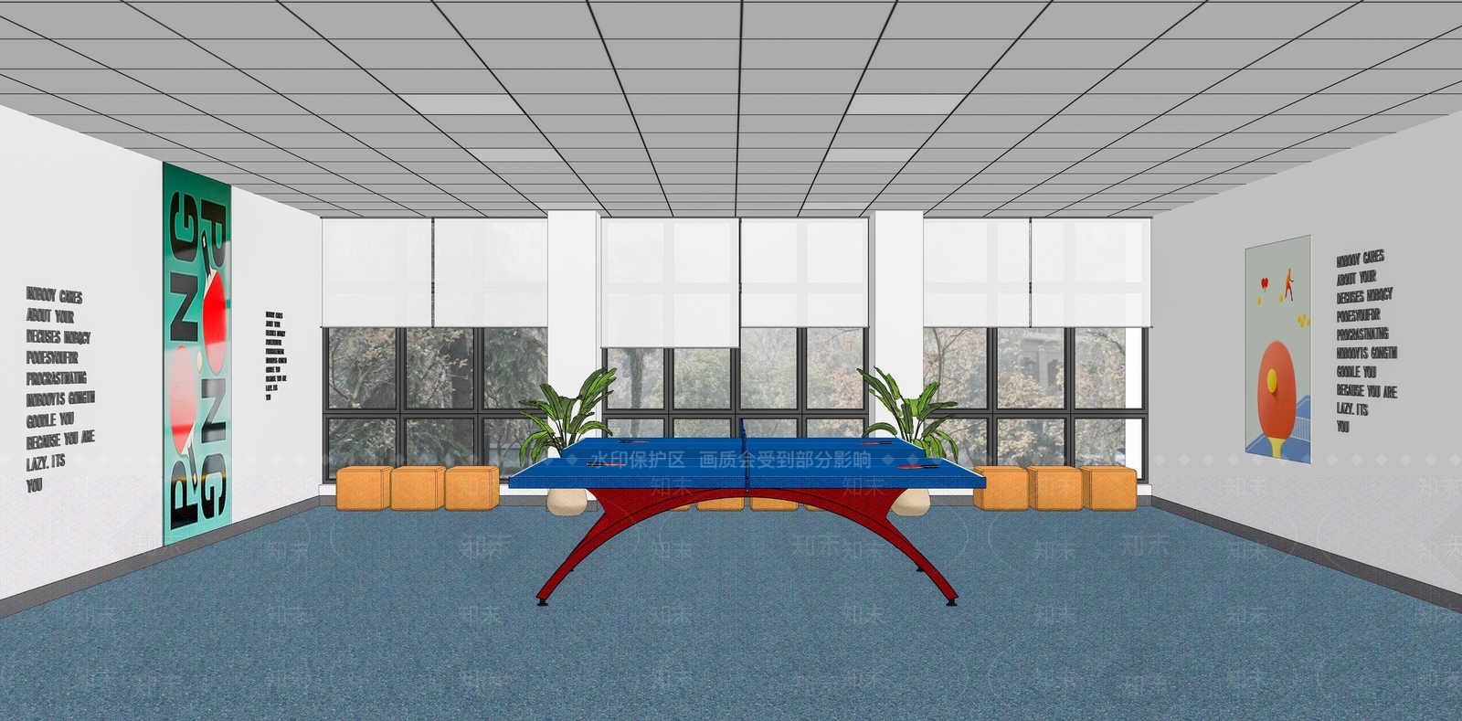 现代乒乓球室SU模型下载【ID:1120394142】