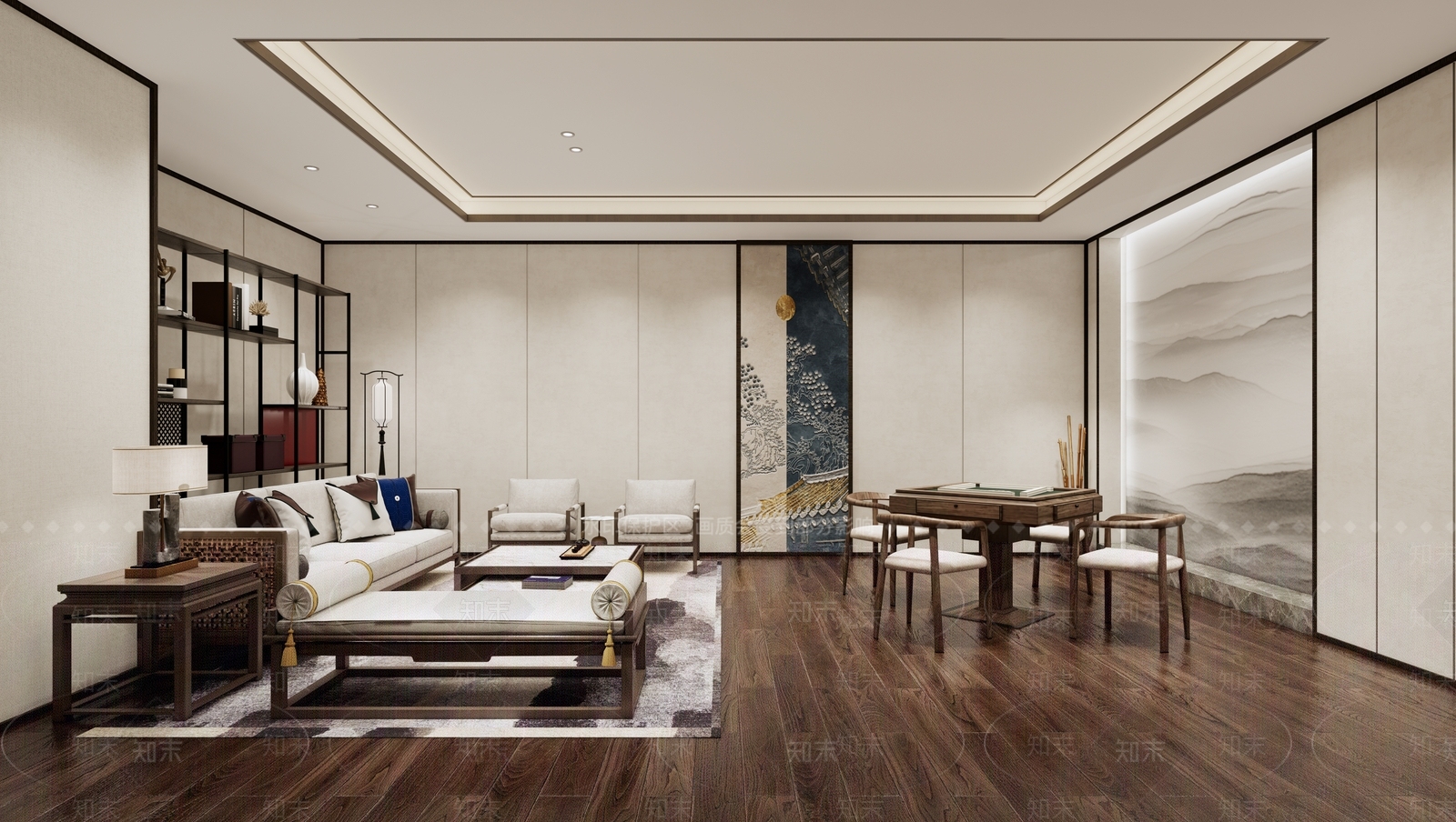 新中式棋牌室SU模型下载【ID:1120490309】