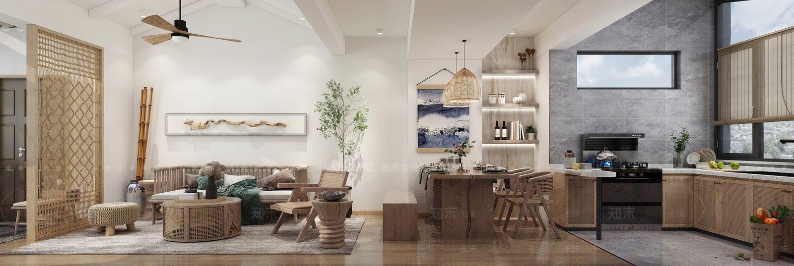 现代民宿客餐厅3D模型下载【ID:1120436651】