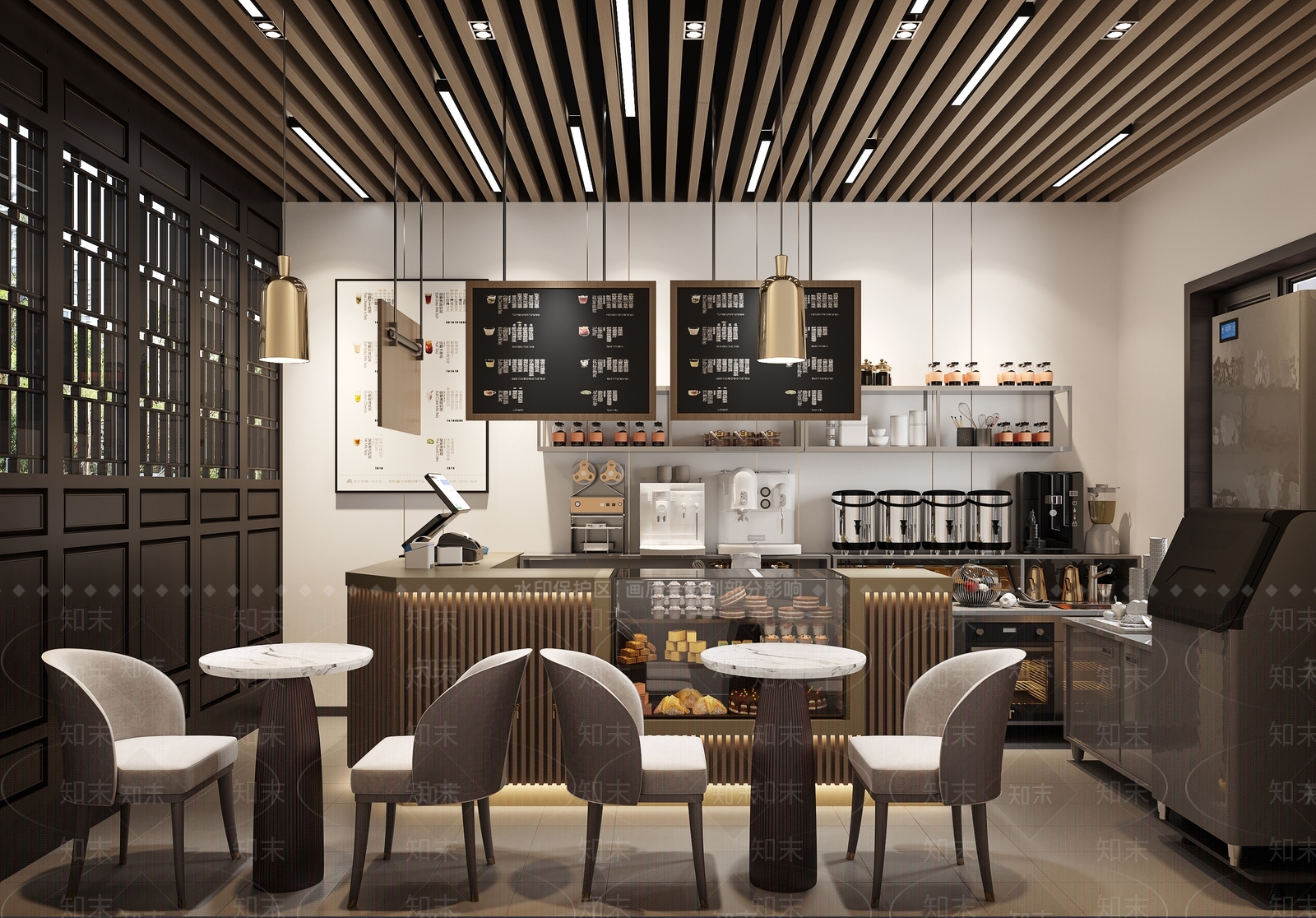 现代奶茶店3D模型下载【ID:1120436639】