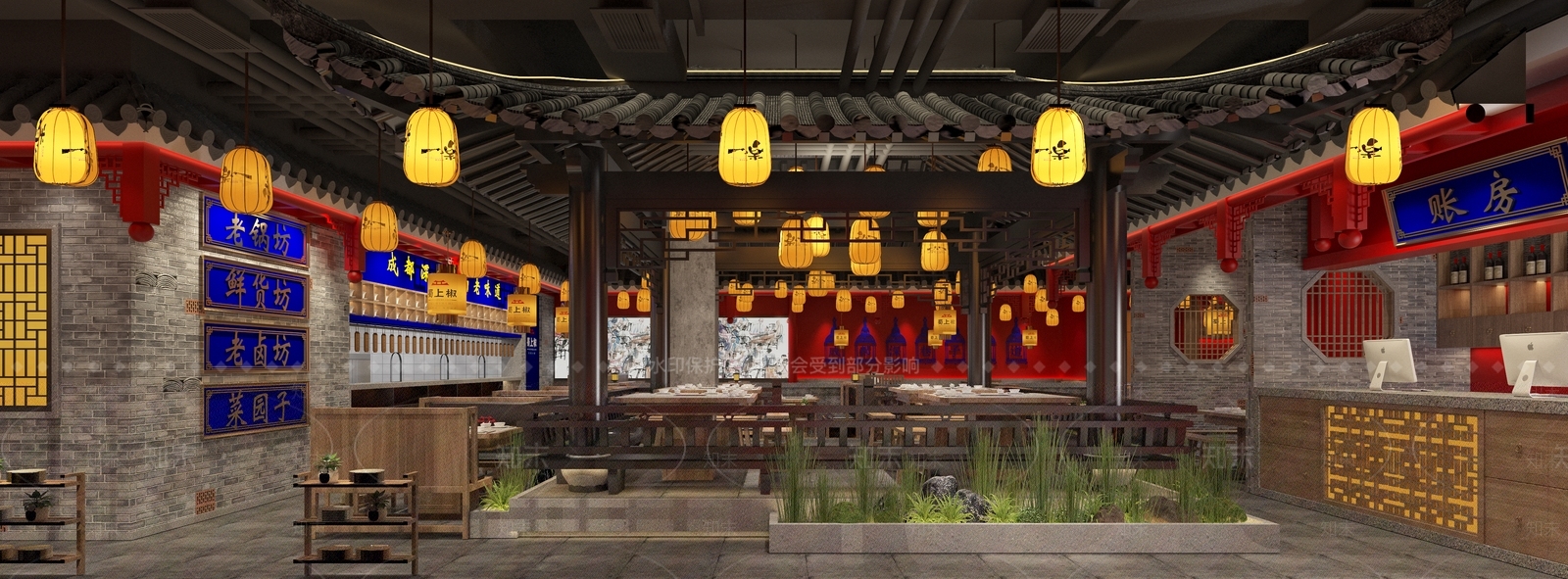中式火锅店3D模型下载【ID:1120442608】