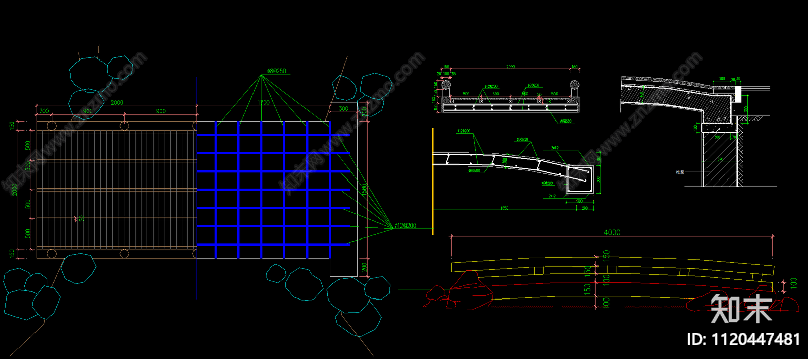 景观桥景观节点施工图cad施工图下载【ID:1120447481】
