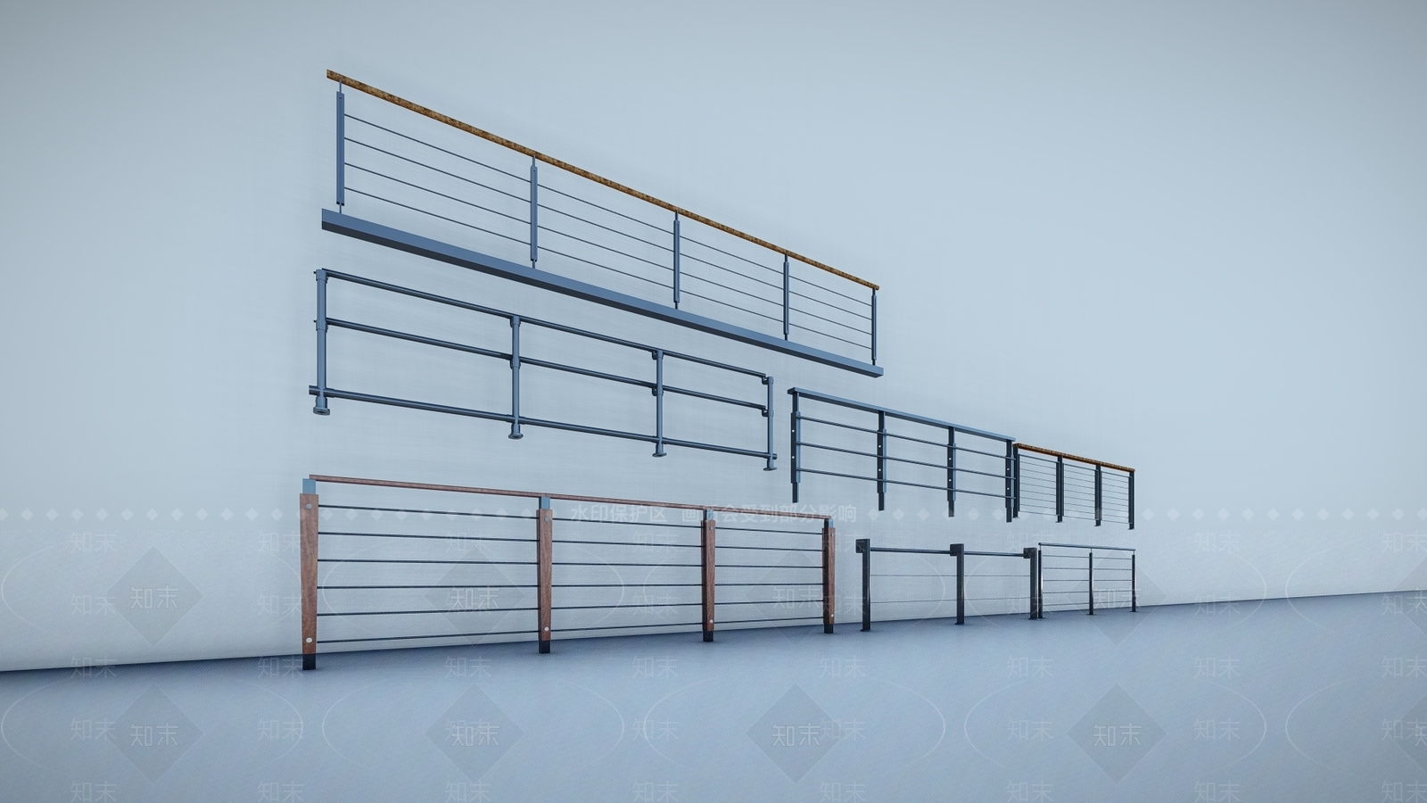 现代不锈钢栏杆SU模型下载【ID:1120450815】