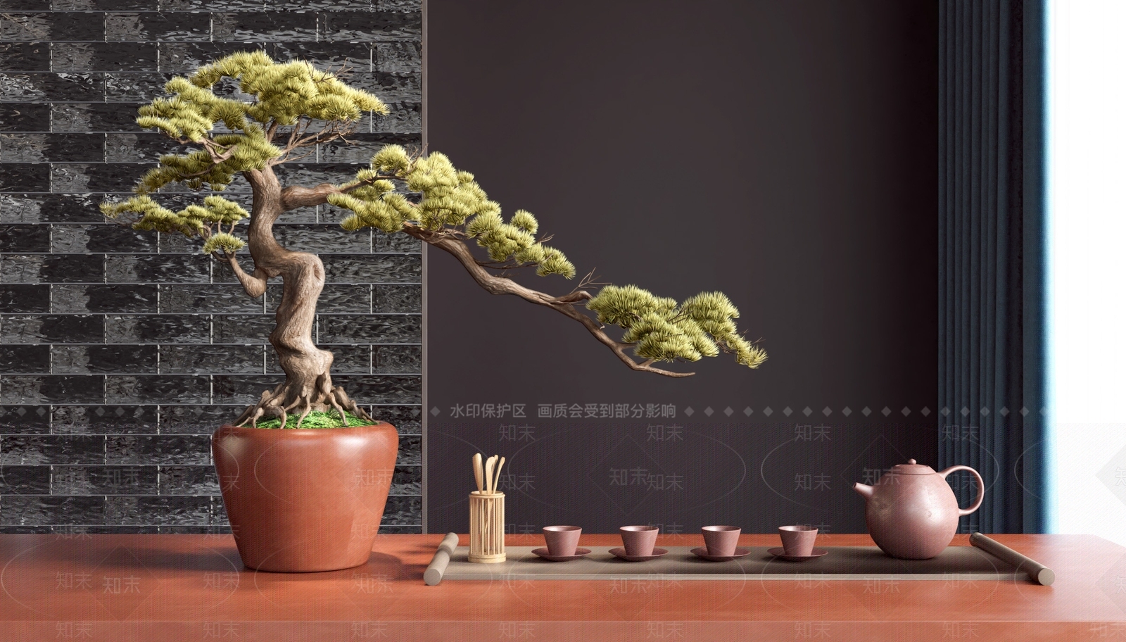 新中式松树盆景3D模型下载【ID:1120463545】