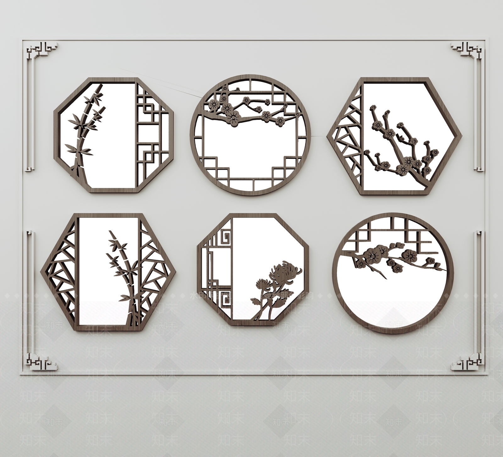 新中式雕花窗户SU模型下载【ID:1120467188】