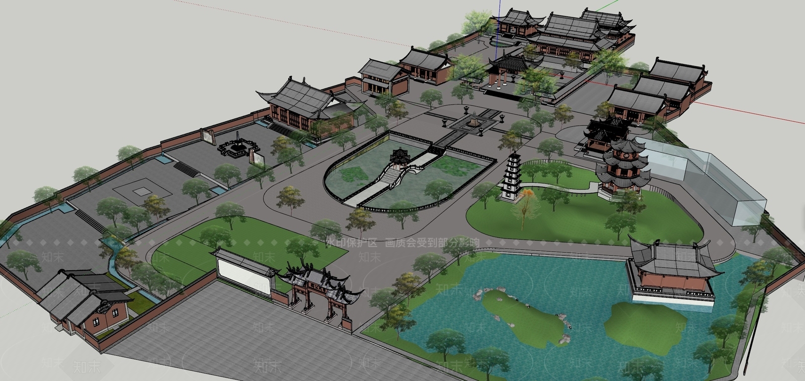 中式寺庙SU模型下载【ID:1120487335】
